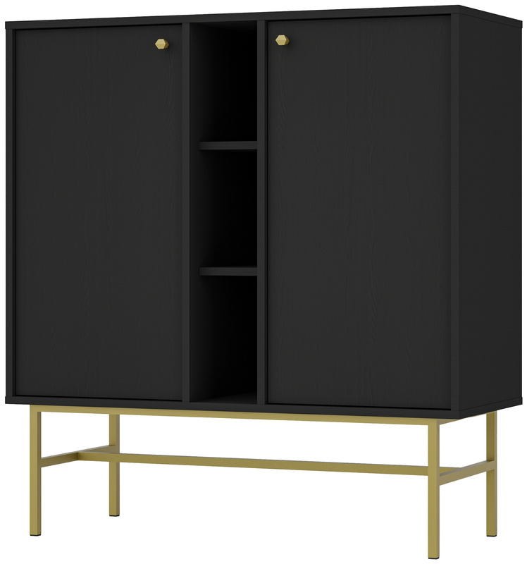 Czarna komoda dwudrzwiowa do salonu 100 cm TOKEN