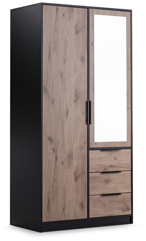 Dwudrzwiowa szafa uchylna z szufladami i drążkiem 100 cm LANTE