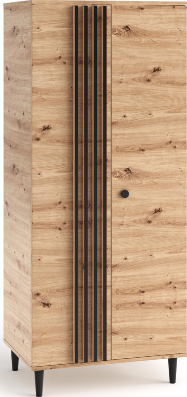 Dwudrzwiowa szafa 80 cm otwierana na nóżkach z półkami i drążkiem LERON