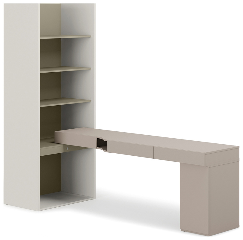 Zestaw mebli WOOW biurko prawostronne z regałem i kontenerkiem