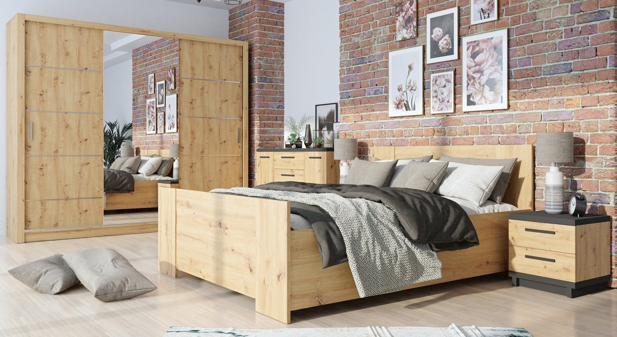 Zestaw mebli do sypialni dąb artisan