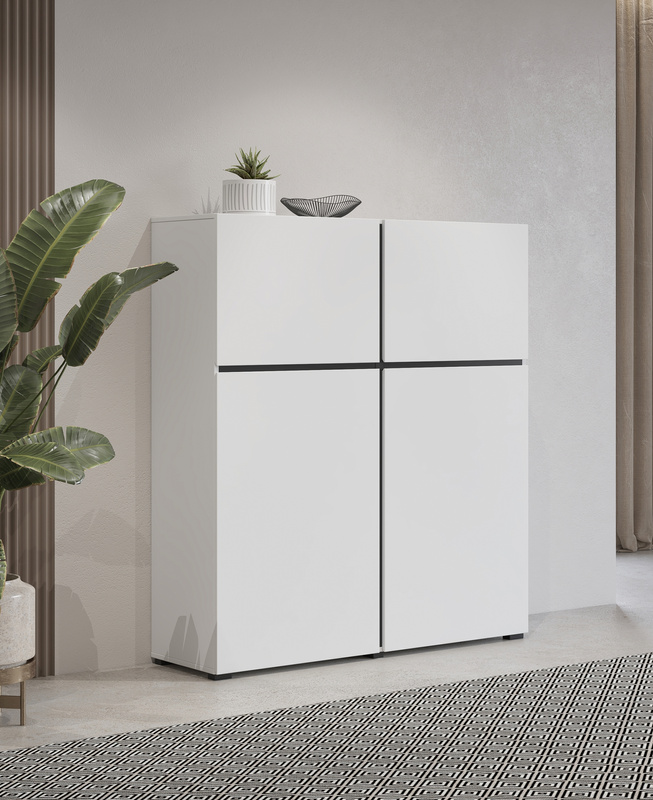 Biała wysoka komoda nowoczesna z półkami 120 cm CROSS