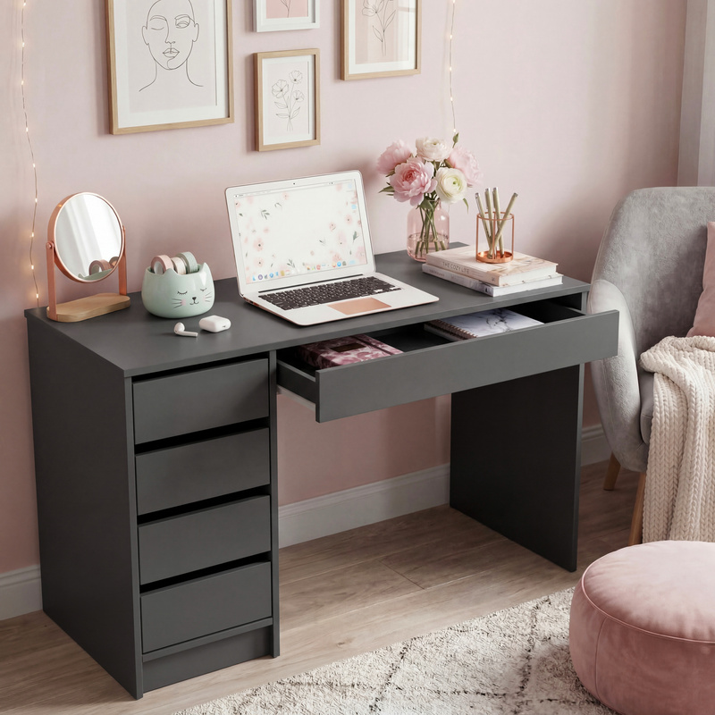 Nowoczesne biurko z szufladami 120x55 cm JULIA antracyt