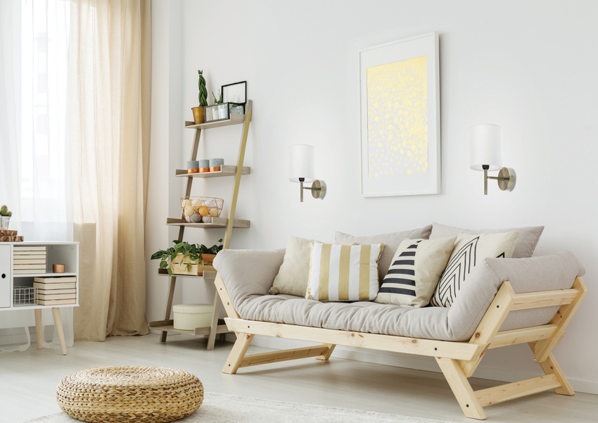 Biały kinkiet ścienny do salonu i sypialni YAN z abażurem