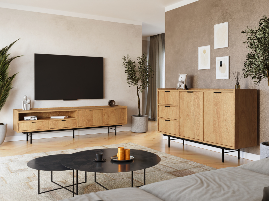 Zestaw mebli do salonu ELVIO hikora naturalna