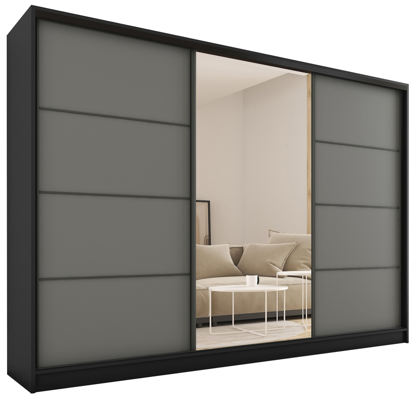 Szafa przesuwna z lustrem do sypialni 250 cm LOFT grafit