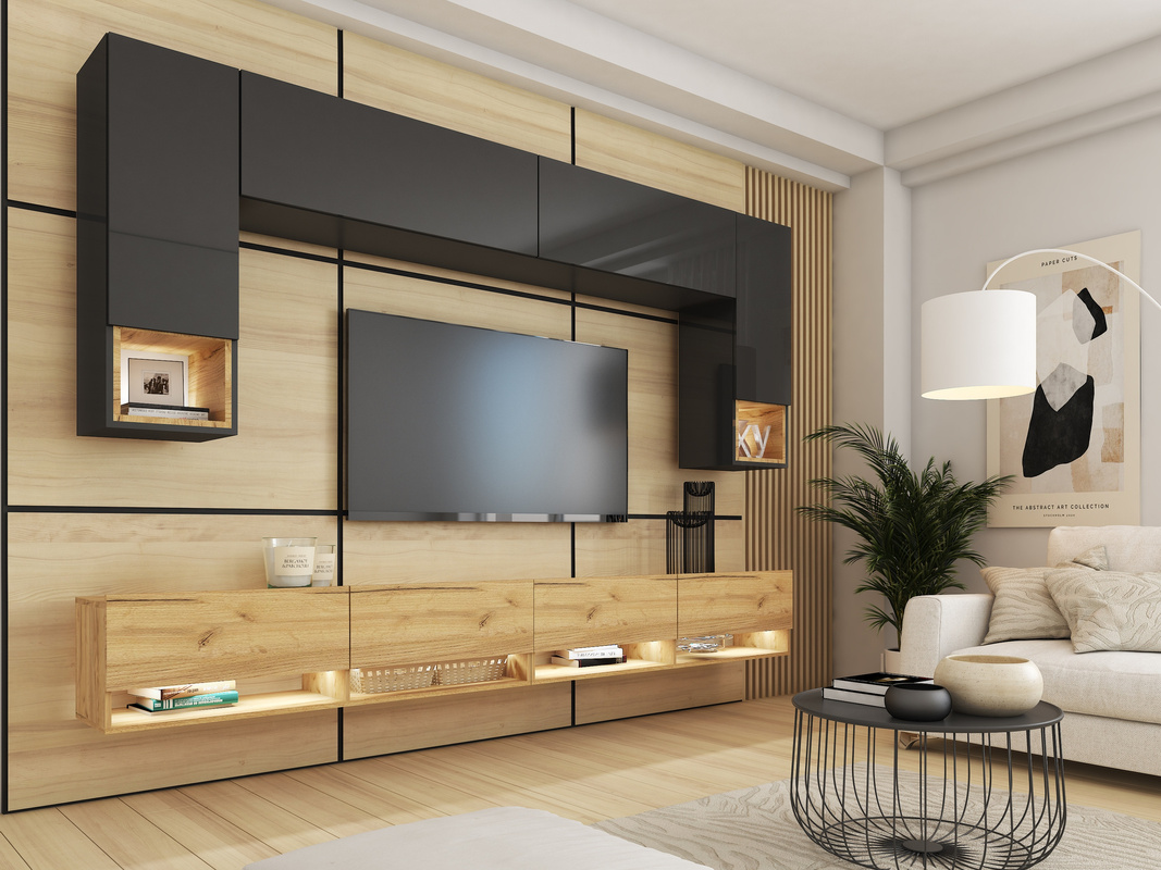 Meblościanka do pokoju dąb złoty PREMIUM