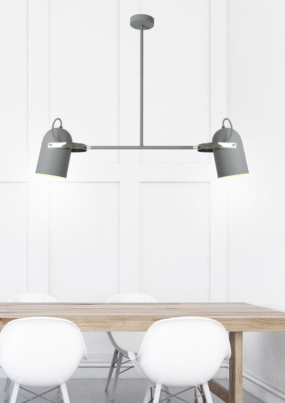 Szara lampa wisząca sufitowa 2xE27 do salonu GRAY metal