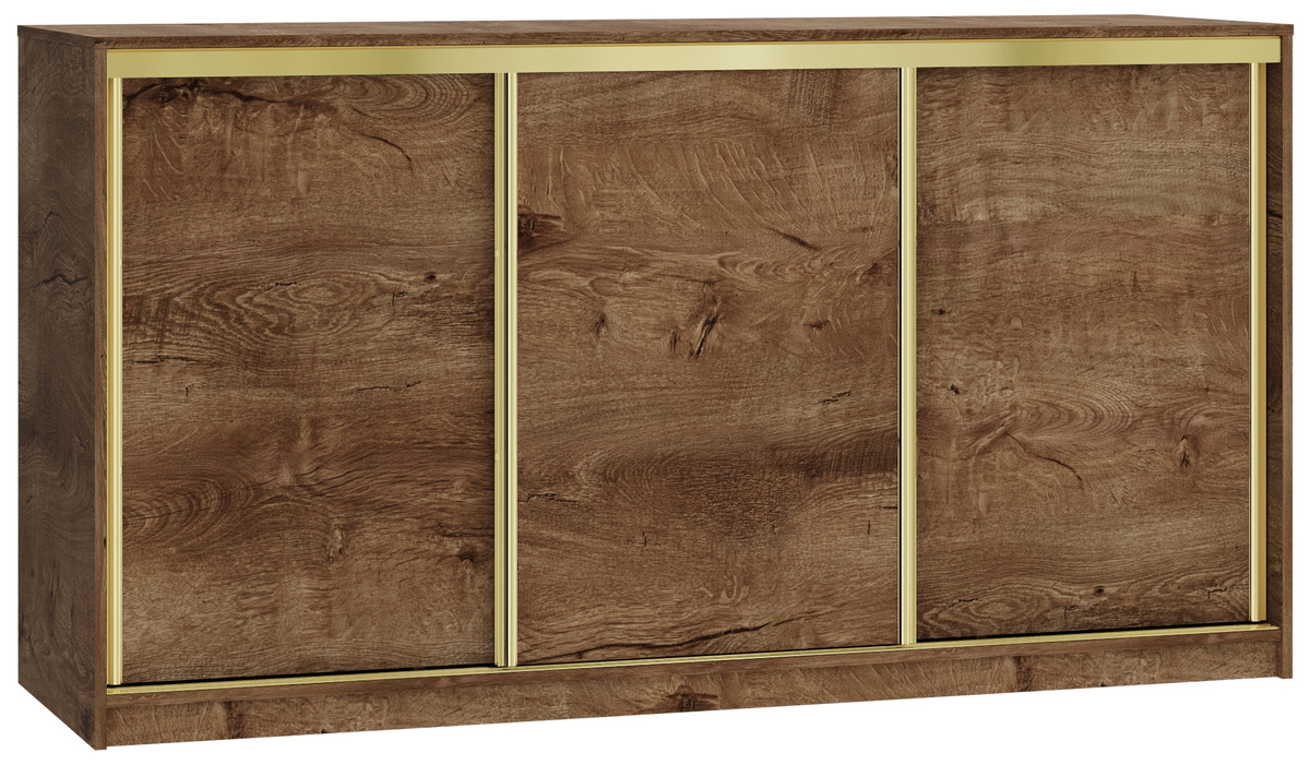 Komoda przesuwna do sypialni z szufladami 180 cm GOLD dąb lefkas