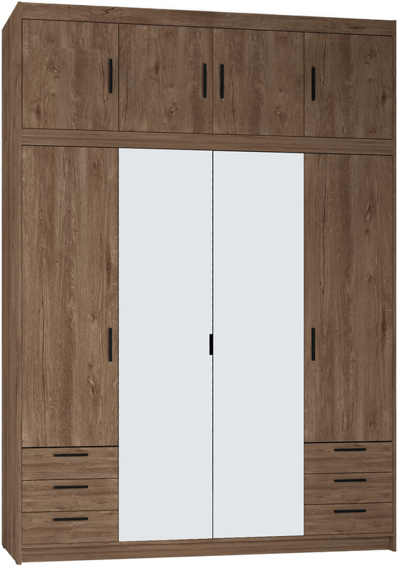 Szafa z lustrem do garderoby 176 cm i nadstawka dąb lefkas KUBA
