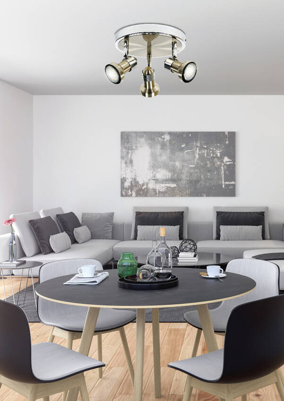 Srebrna lampa sufitowa plafon 3xGU10 do salonu ARKON metal