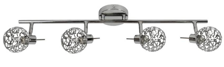 Chromowana lampa sufitowa listwa z plecionym kloszem 4x40W do salonu PUZZLE