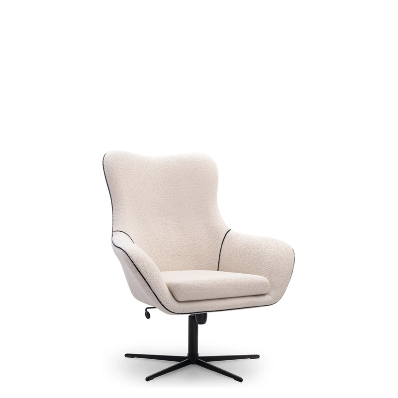 Beżowy fotel obrotowy boucle ELSA