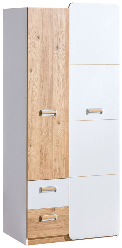 Dwudrzwiowa szafa do pokoju dziecięcego 80 cm LUMINOUS biały