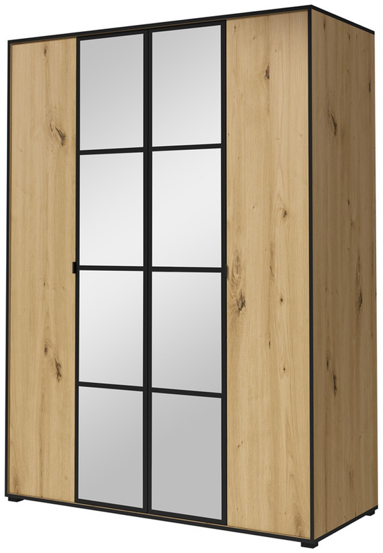 Nowoczesna szafa uchylna na ubrania z lustrem 150 cm OLAS dąb artisan