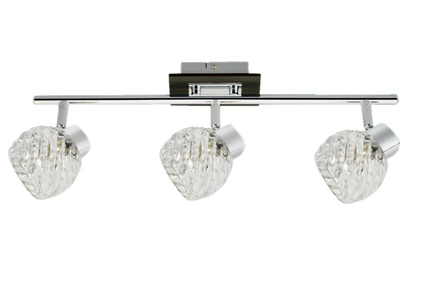 Chromowa lampa sufitowa spot listwa 3-punktowa do salonu WENGE szklane klosze