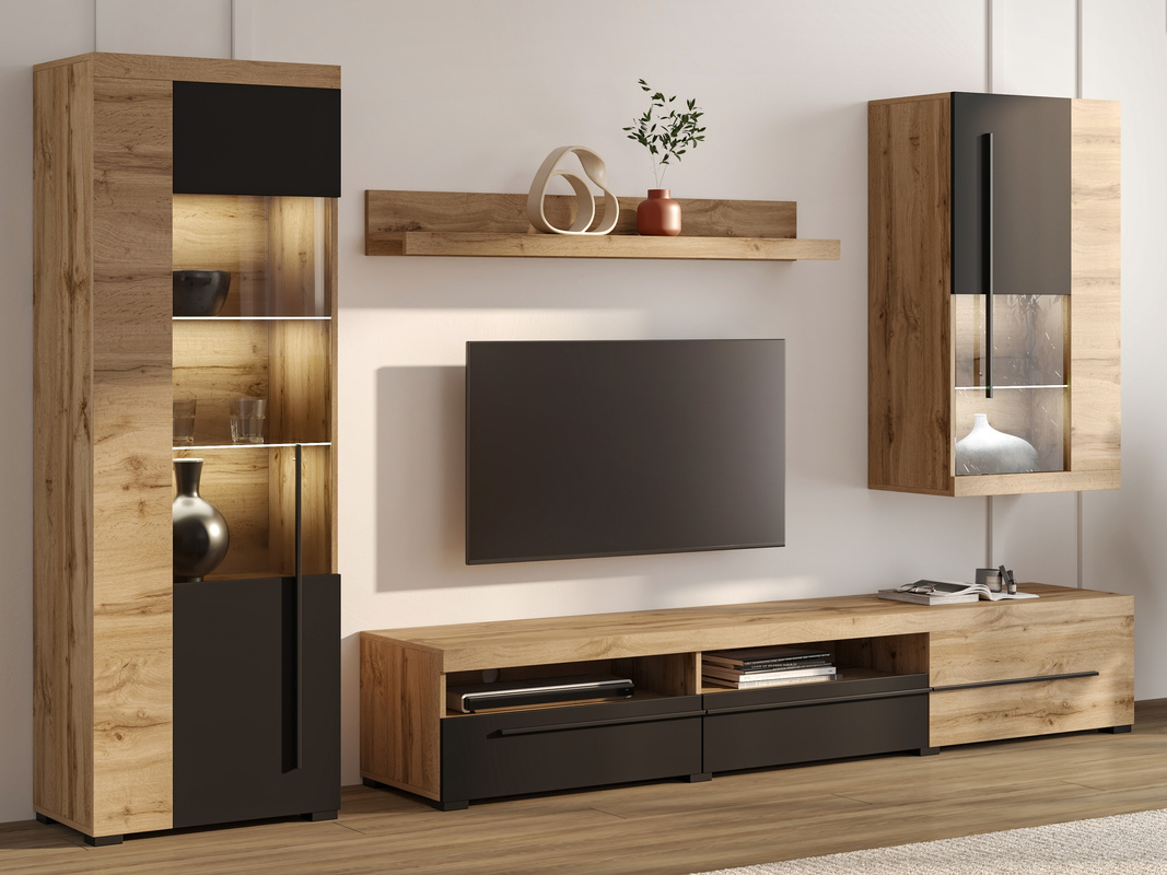 Meblościanka do salonu dąb wotan ROGER