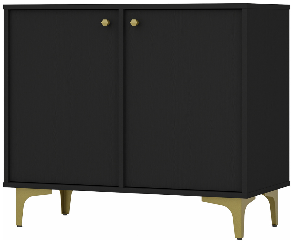 Czarna nowoczesna komoda z półkami do salonu 83,5 cm TOKEN