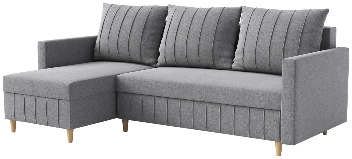 Szary narożnik z funkcją spania na nóżkach do salonu FOCUS