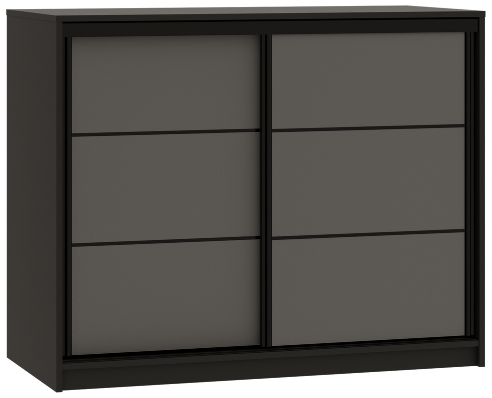 Grafitowa komoda 120 cm do sypialni z drążkiem i szufladami LOFT