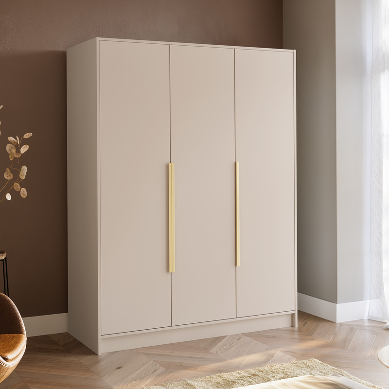 Duża szafa 150 cm na ubrania do sypialni z półkami LESTO kaszmir