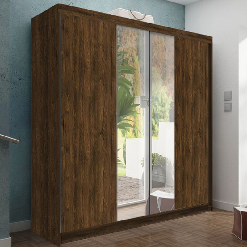 Szafa 150 cm przesuwna do przedpokoju z lustrem TARO jesion ciemny