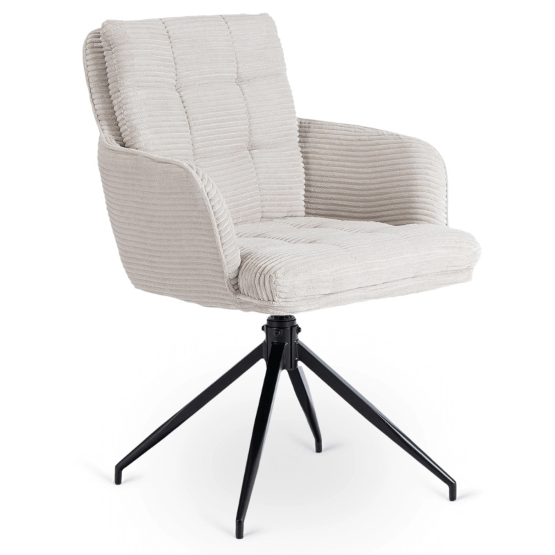 Szare krzesło obrotowe do jadalni z automatycznym powrotem AKITO