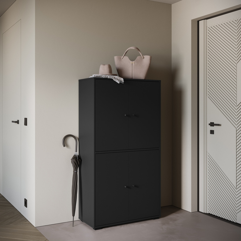 Szafka na buty do przedpokoju z półkami 70 cm DORANO czarny