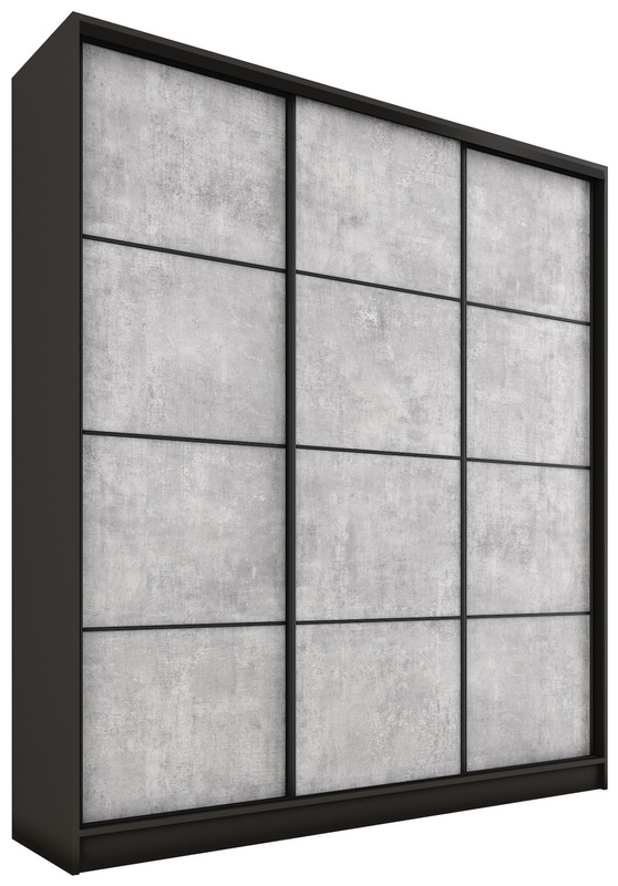 Duża trzydrzwiowa szafa przesuwna 180 cm LOFT MAX beton