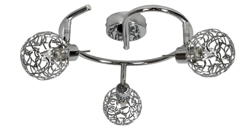 Chromowa lampa sufitowa spiralna 3-punktowa do salonu Puzzle