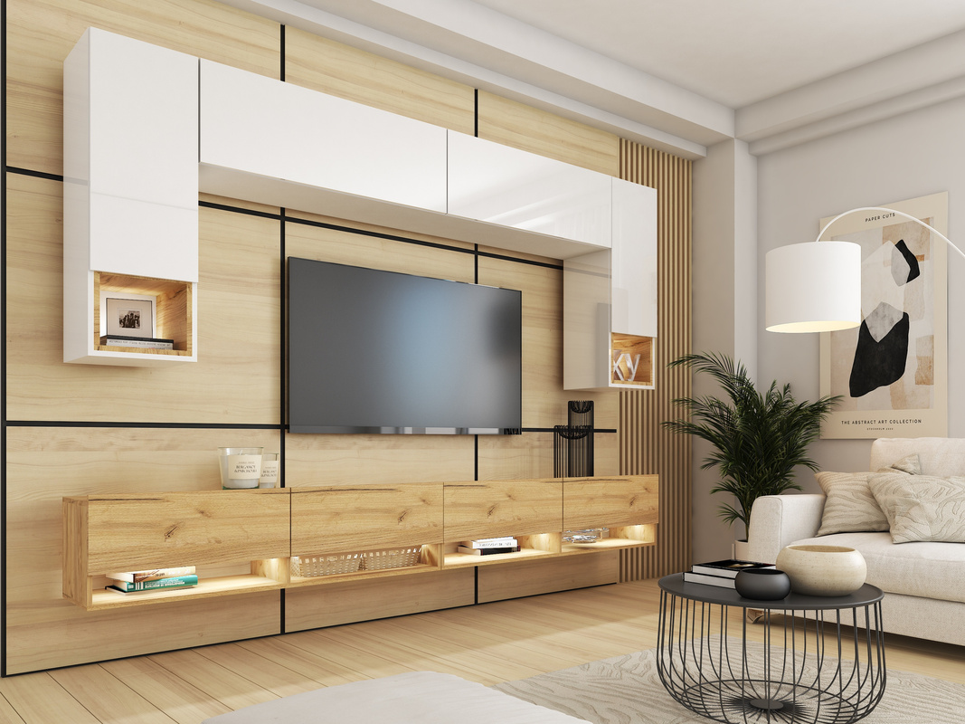 Meblościanka do pokoju biała PREMIUM