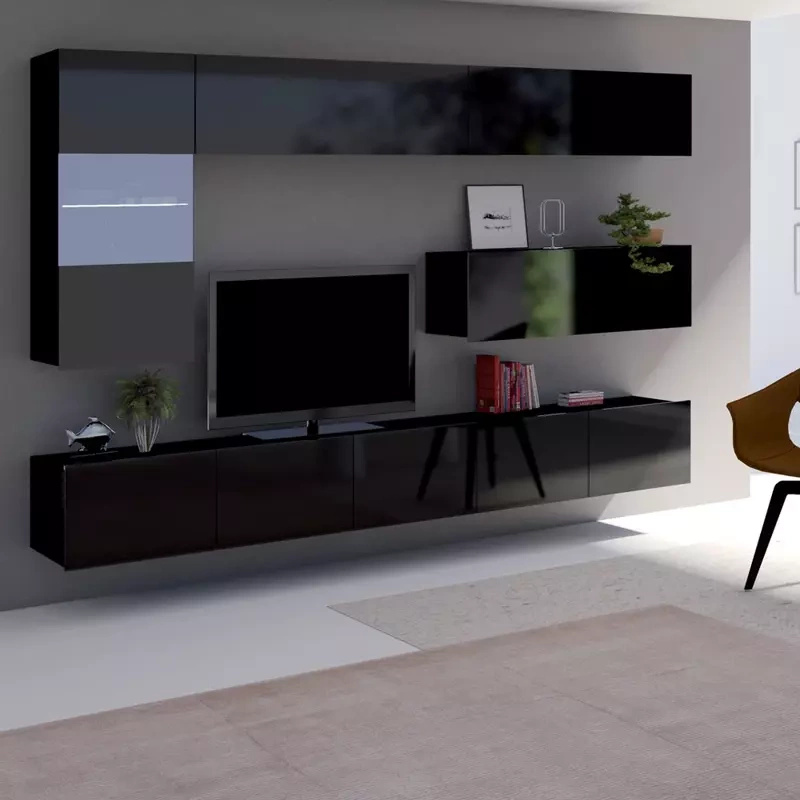 Meblościanka do salonu czarny połysk MODERN 4