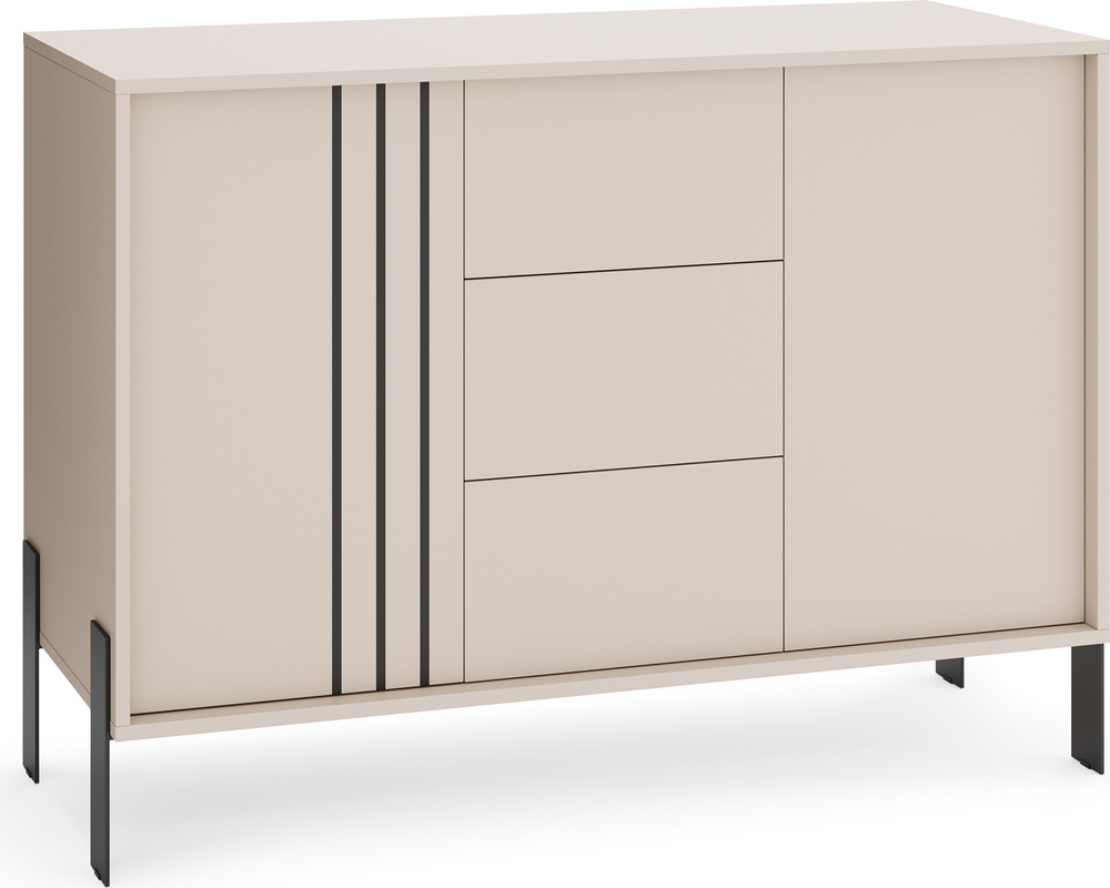 Komoda 120 cm z szufladami do salonu dwudrzwiowa NUVIO kaszmir