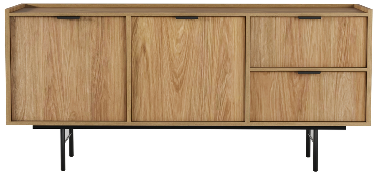 Dwudrzwiowa komoda 150 cm do salonu z szufladami ELVIO hikora naturalna