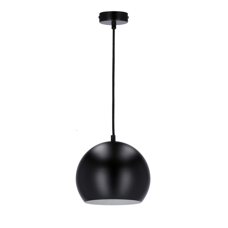 Czarna lampa wisząca do salonu i jadalni FLEN metal-drewno