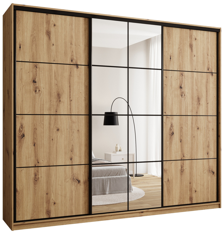 Duża trzydrzwiowa szafa przesuwna 280 cm z półkami EDGE MAX