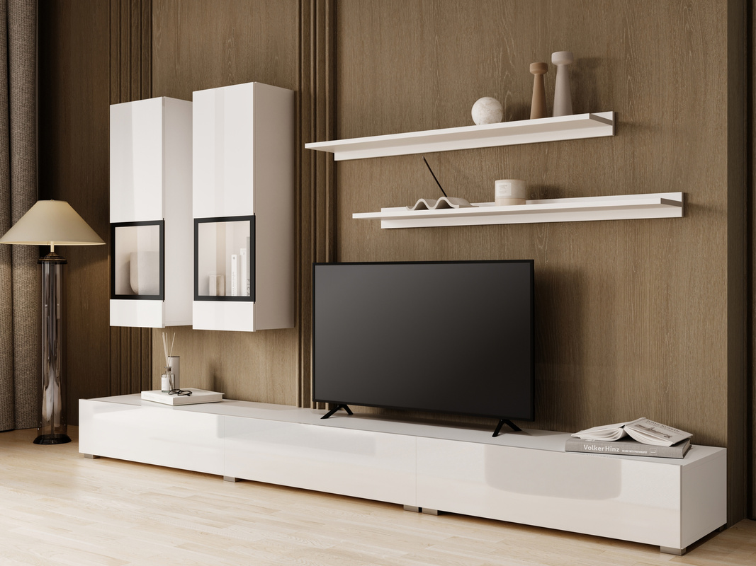 Meblościanka do salonu biały połysk BARRET