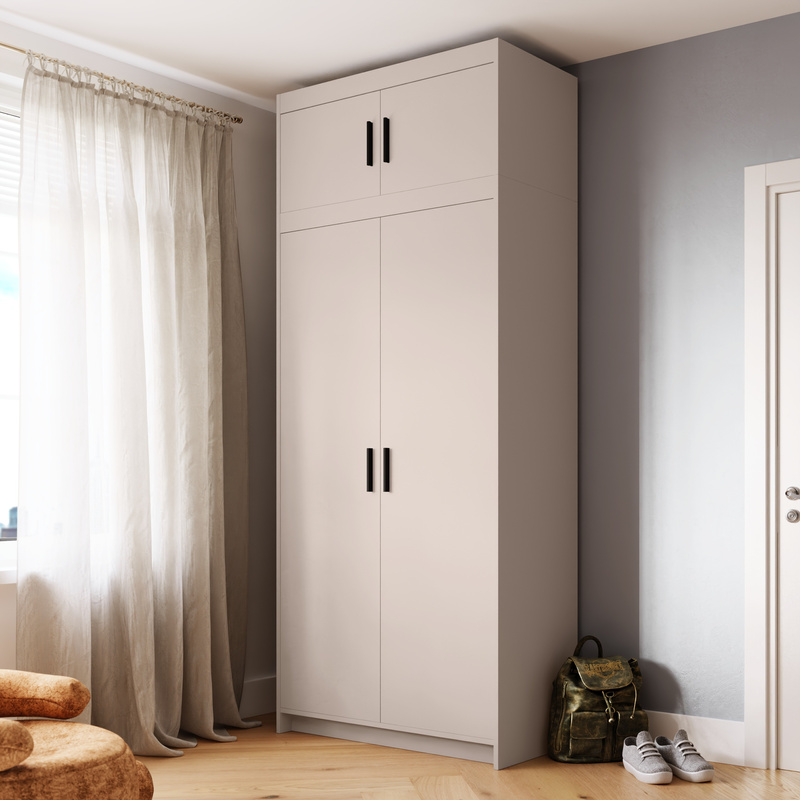 Dwudrzwiowa szafa z nadstawką 90 cm KUBA beż piaskowy