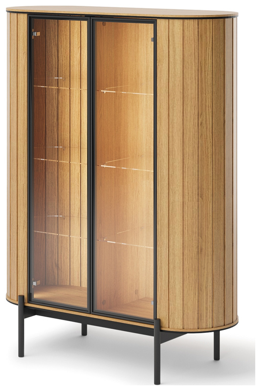 Witryna do salonu 107 cm na nóżkach ROTTO z oświetleniem