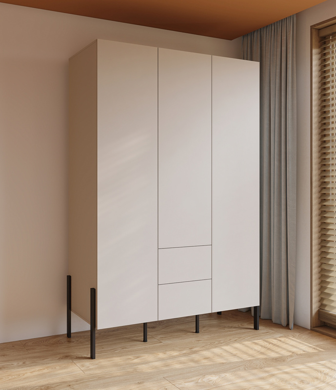 Trzydrzwiowa szafa uchylna do sypialni 139 cm kaszmir JUKON