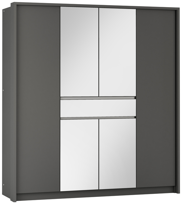 Grafitowa szafa uchylna z lustrem i półkami 200 cm SPARK