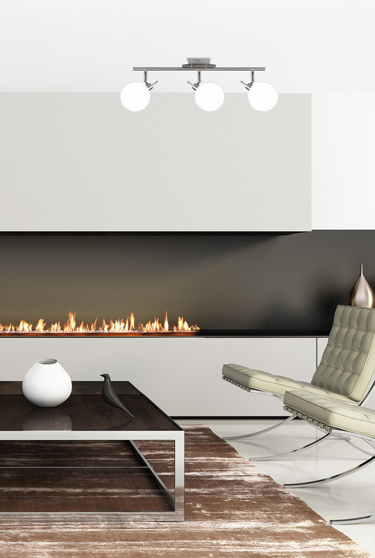 Srebrna lampa sufitowa 3-punktowa do salonu GHOST metal szkło