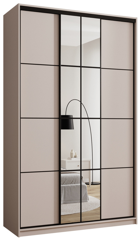 Szafa przesuwna z lustrem i drążkami 150 cm EDGE MAX