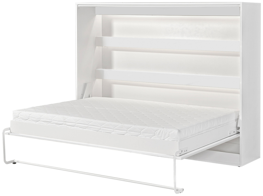 Nowoczesny poziomy półkotapczan 140x200 cm biały LED PULSA