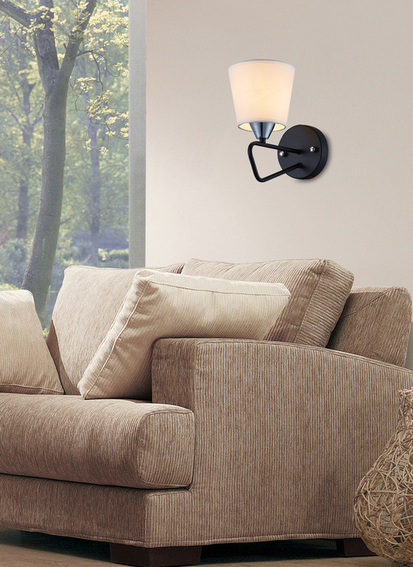 Czarno-biały kinkiet ścienny do salonu i sypialni MORLEY metal tkanina