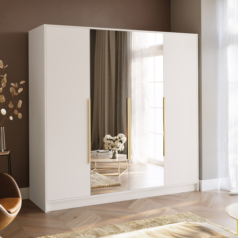 Biała szafa z lustrem 200 cm do przedpokoju LESTO