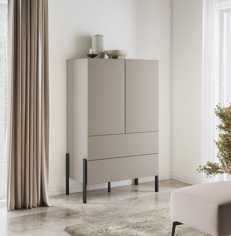 Komoda do sypialni 90 cm z szufladami i półkami kaszmir JUKON