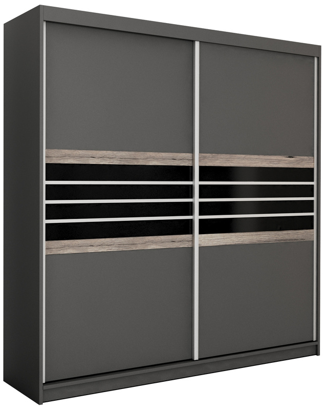 Pojemna szafa przesuwna z półkami i drążkami 203 cm TRISS