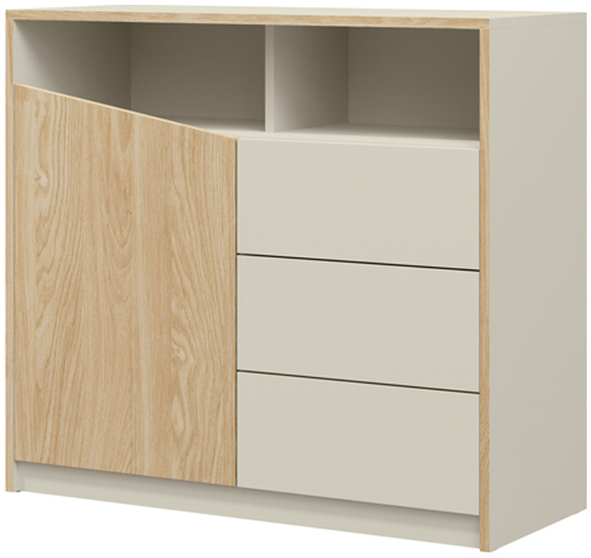 Szarobeżowa komoda z szufladami 100 cm do salonu AMADEO