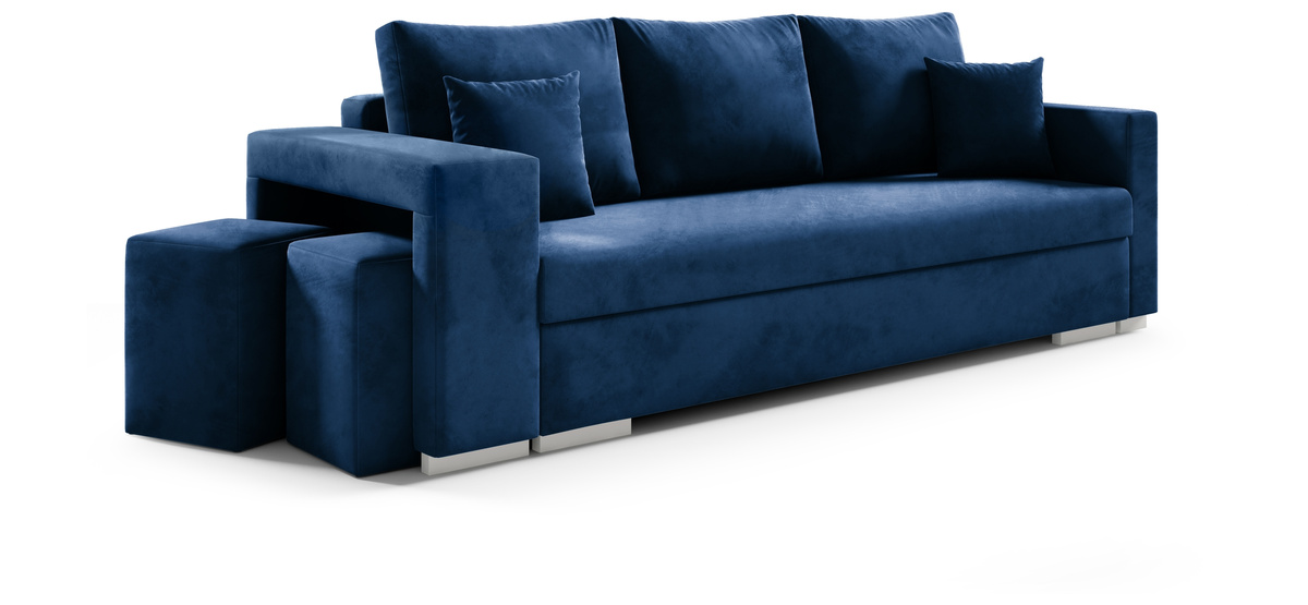 Rozkładana kanapa z funkcją spania i pufami LARA